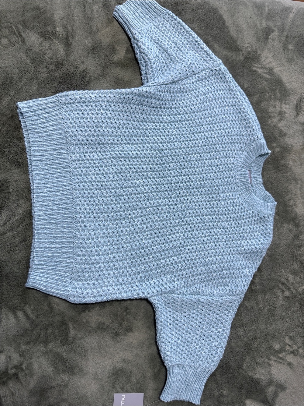 Falls Creek Pale Blue Textured Crewneck Sweater